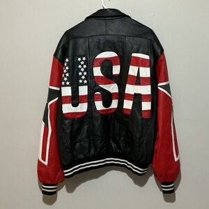 USA Black and Red Leather Jacket